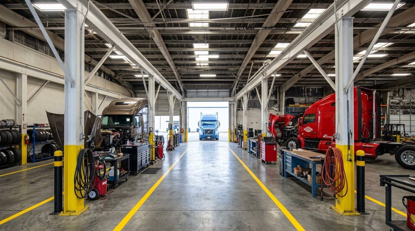 Inside the Bawa’s Truck & Trailer Repair shop in Dallas, Texas